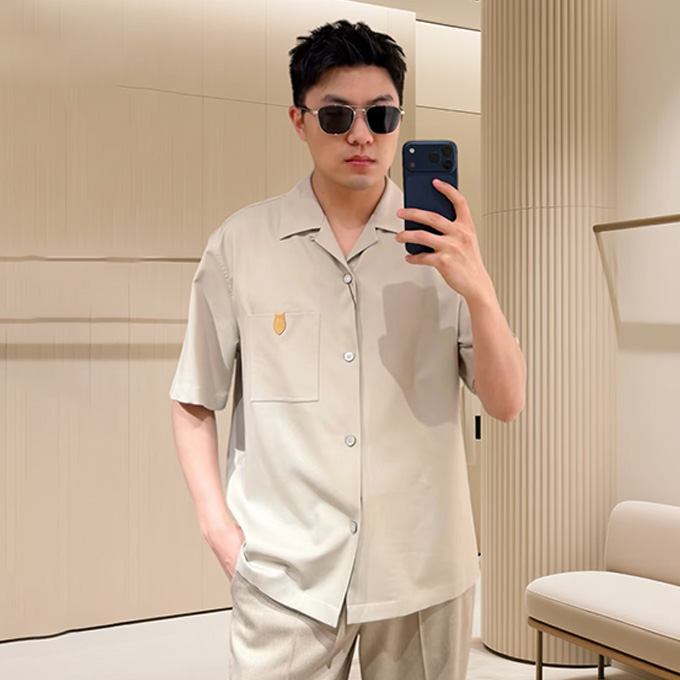 lv louis vuitton silk-blend short-sleeve shirt